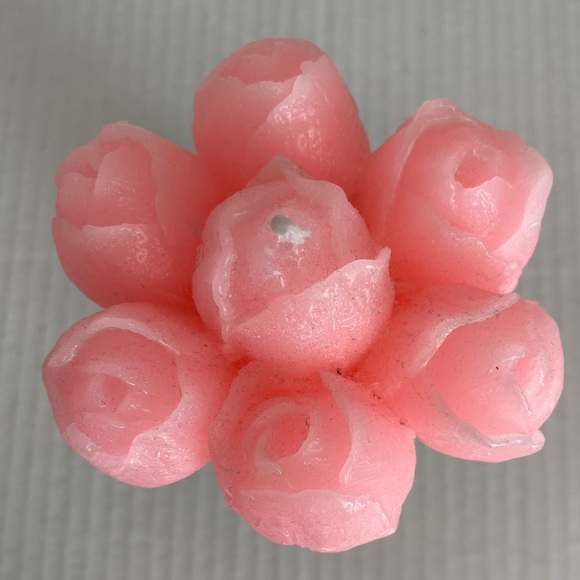 Pretty Candle in Shape of Pink Tulips with Green Stems Shabby Chic Farmhouse - Picture 2 of 8